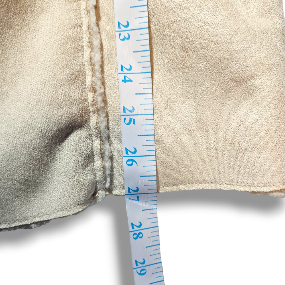 EUC‎ Knox Rose Faux Suede & Sherpa Waterfall Open Vest Sz. L Cream Ivory - Picture 9 of 9